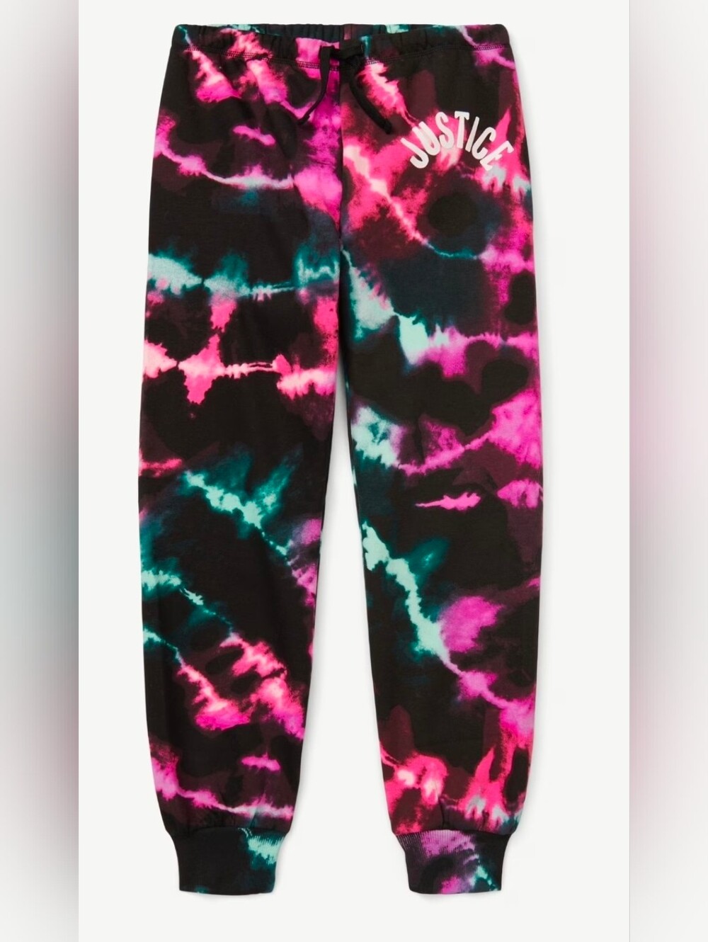 Justice Girls' Tie-Dye Joggers - Black, Pink & Teal - Picture 1 of 4